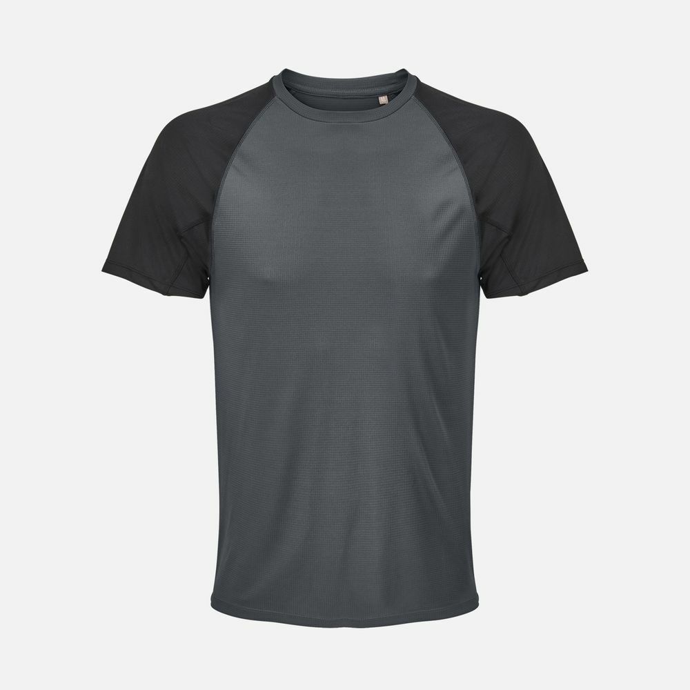 Футболка спортивная унисекс Vortex, черная с темно-серым