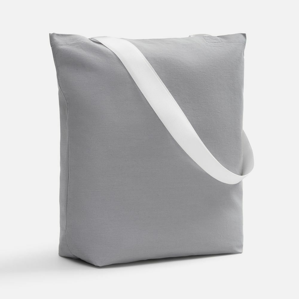 Шопер B5, серый с широкими белыми ручками