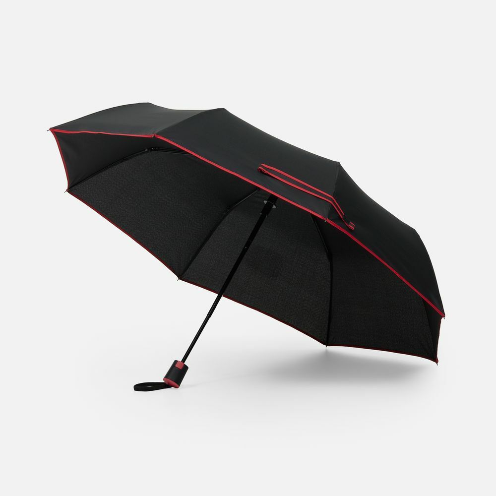 Зонт складной Edgeline, черный с красным
