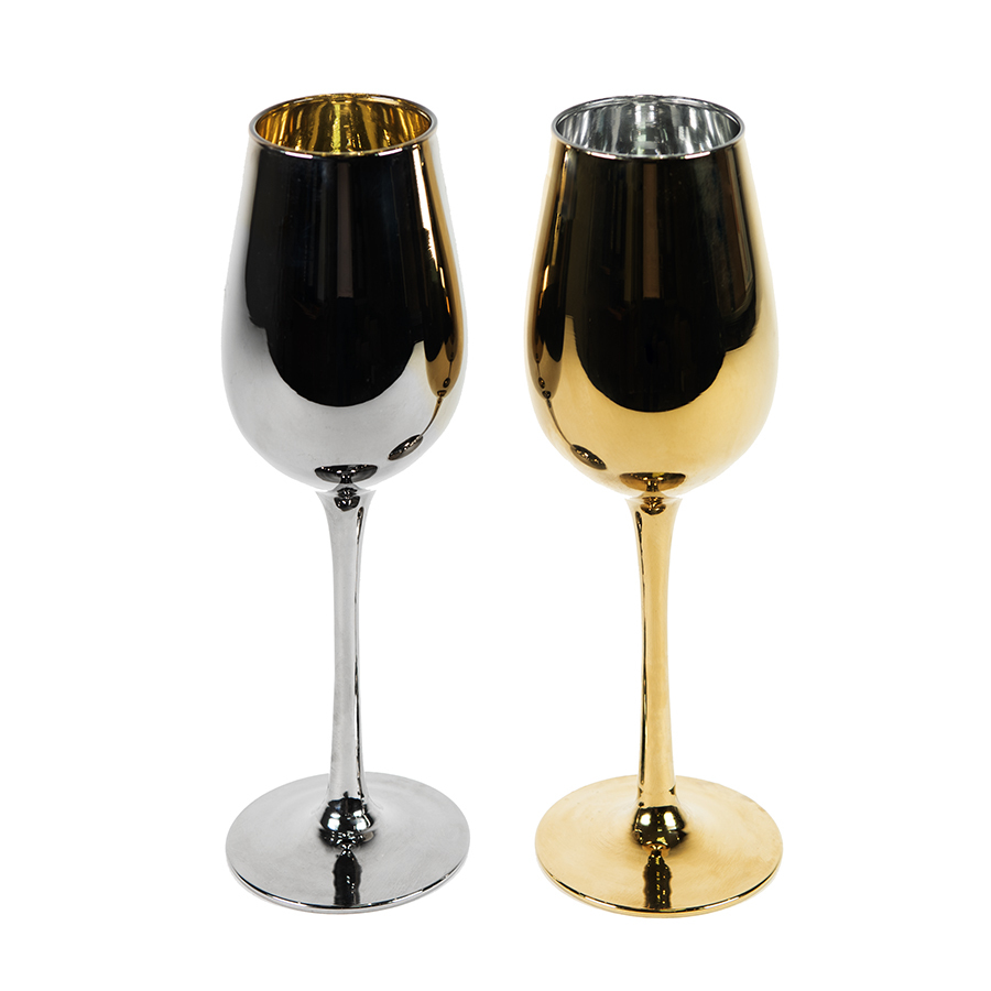 Набор бокалов для вина MOON&amp;amp;SUN (2шт), золотой и серебяный, 22,5х24,8х11,9см, стекло