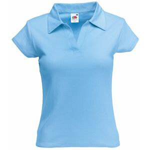 Поло &quot;Lady-Fit Rib Polo&quot;, небесно-голубой_XL, 100% х/б, 220 г/м2