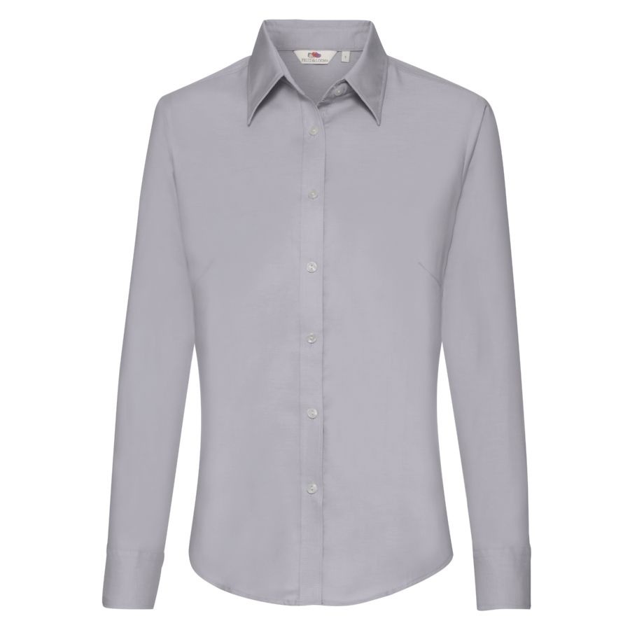 Рубашка &quot;Lady-Fit Long Sleeve Oxford Shirt&quot;, светло-серый_M, 70% х/б, 30% п/э, 135 г/м2