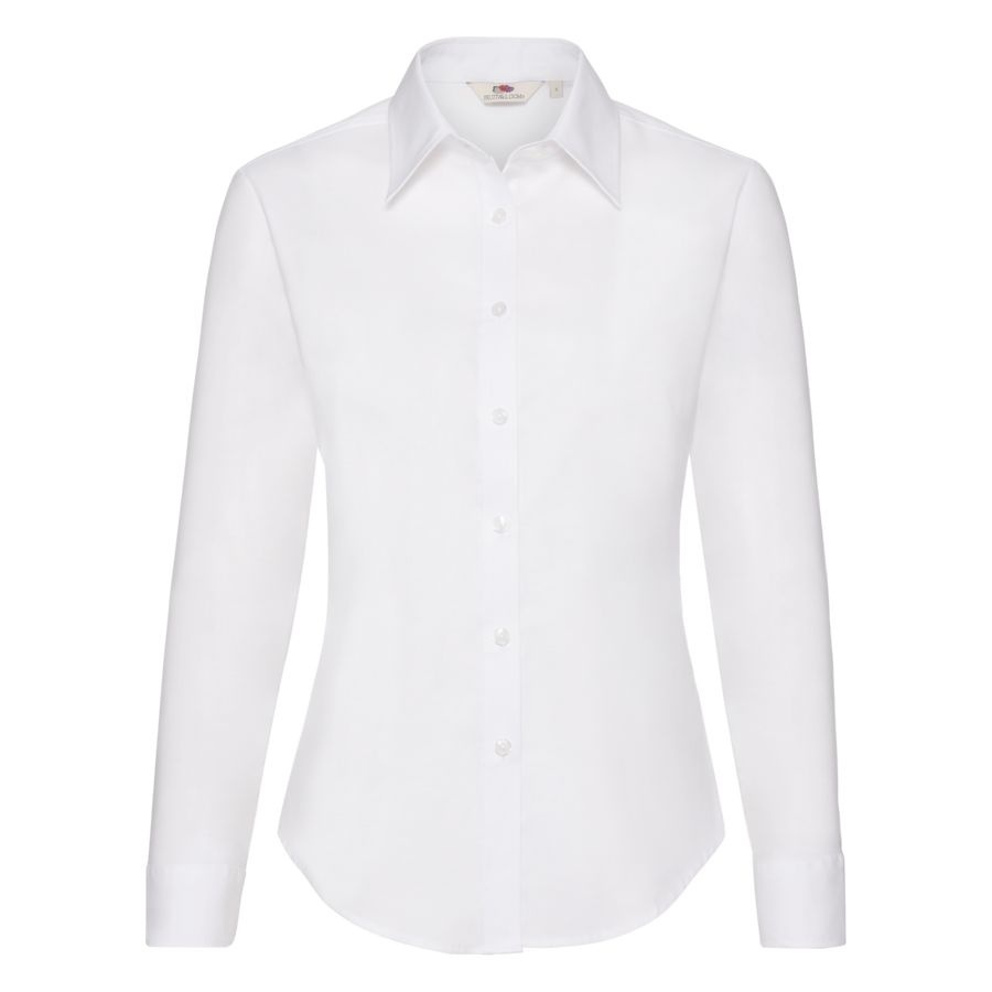 Рубашка &quot;Lady-Fit Long Sleeve Oxford Shirt&quot;, белый_M, 70% х/б, 30% п/э, 130 г/м2