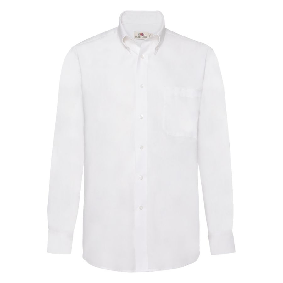 Рубашка &quot;Long Sleeve Oxford Shirt&quot;, белый_M, 70% х/б, 30% п/э, 130 г/м2