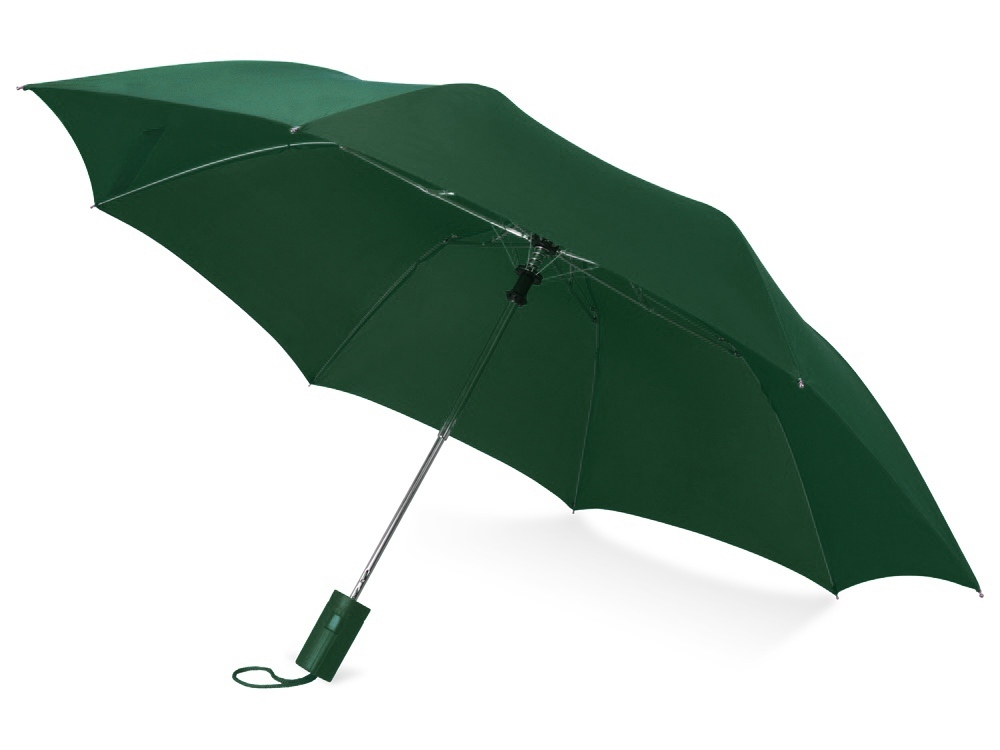 Зонт складной &quot;Tulsa&quot;, полуавтоматический, 2 сложения, с чехлом, зеленый