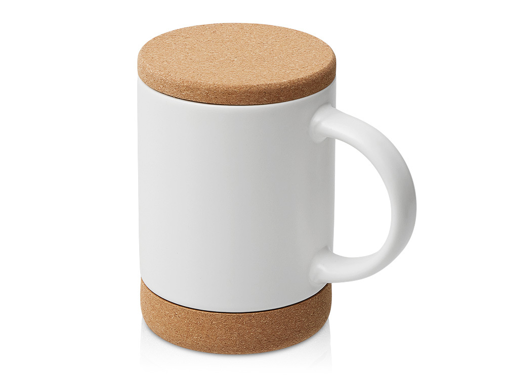 Кружка 450 мл с пробковым дном с крышкой "Корк &amp; Бон", белый