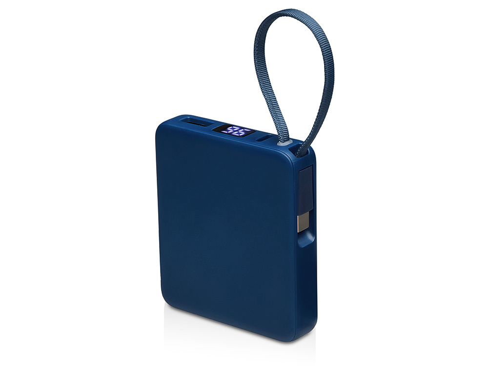 Внешний аккумулятор со встроенным кабелем USB-C «Дэнси», 5000 мАч, темно-синий