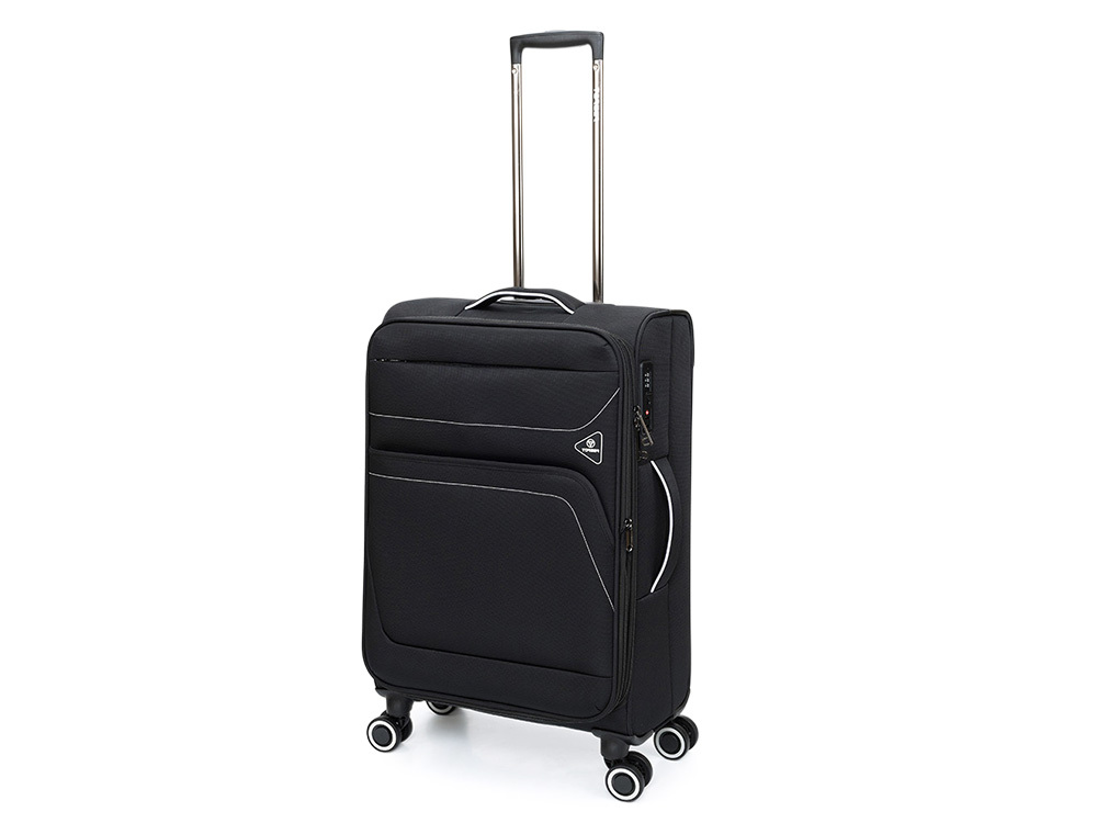 Чемодан TORBER НЕРО, чёрный, переработанный ПЭТ, 44 х 25 х 67 см, 63 л