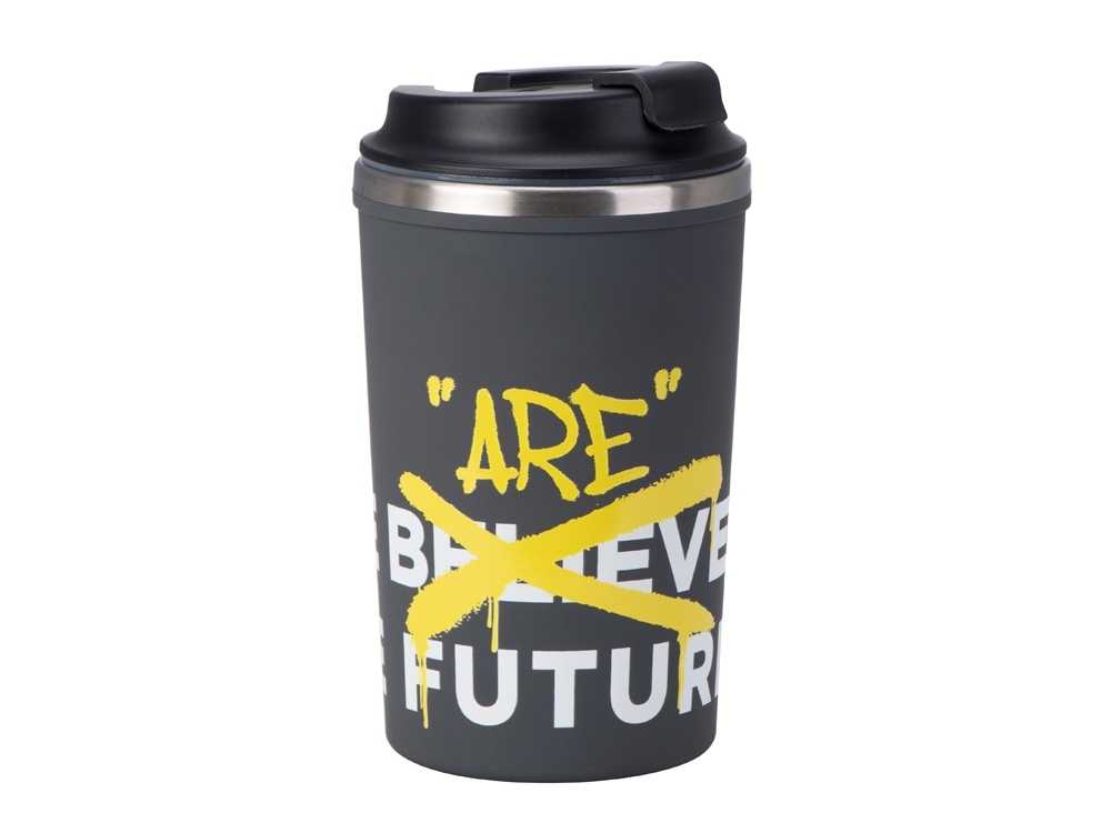 Герметичная термокружка на присоске "Kick", 350 мл, серый (уф печать круговая)