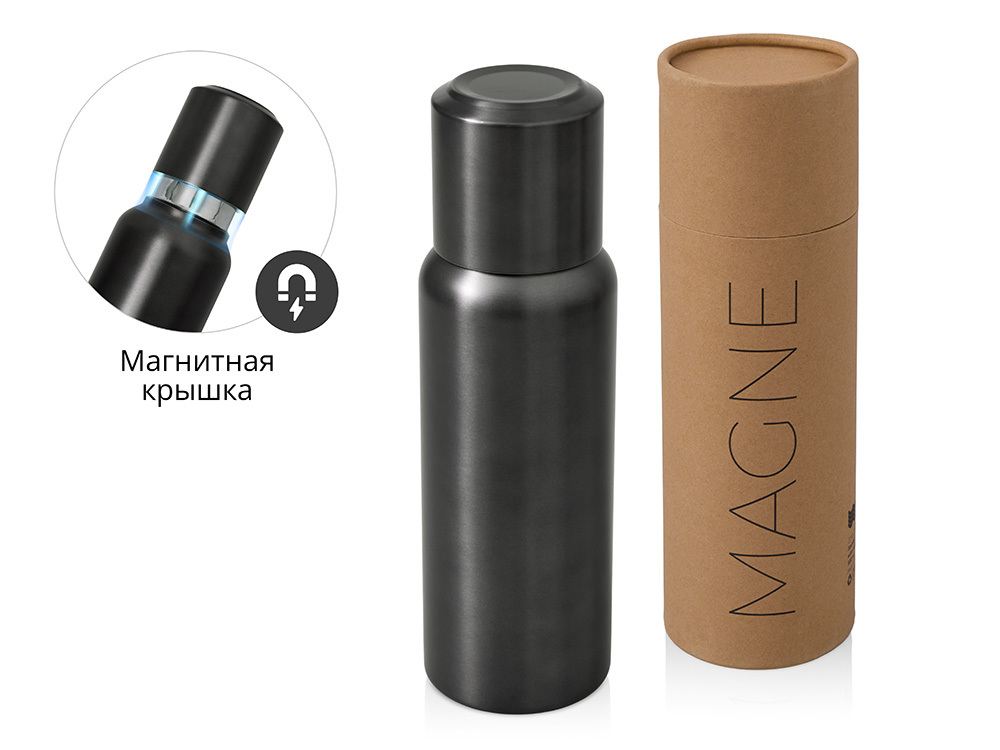 Вакуумный термос c магнитной крышкой &quot;Magne&quot;, 500 мл, темно-серый