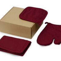 Подарочный набор с фартуком, прихваткой, бордовый