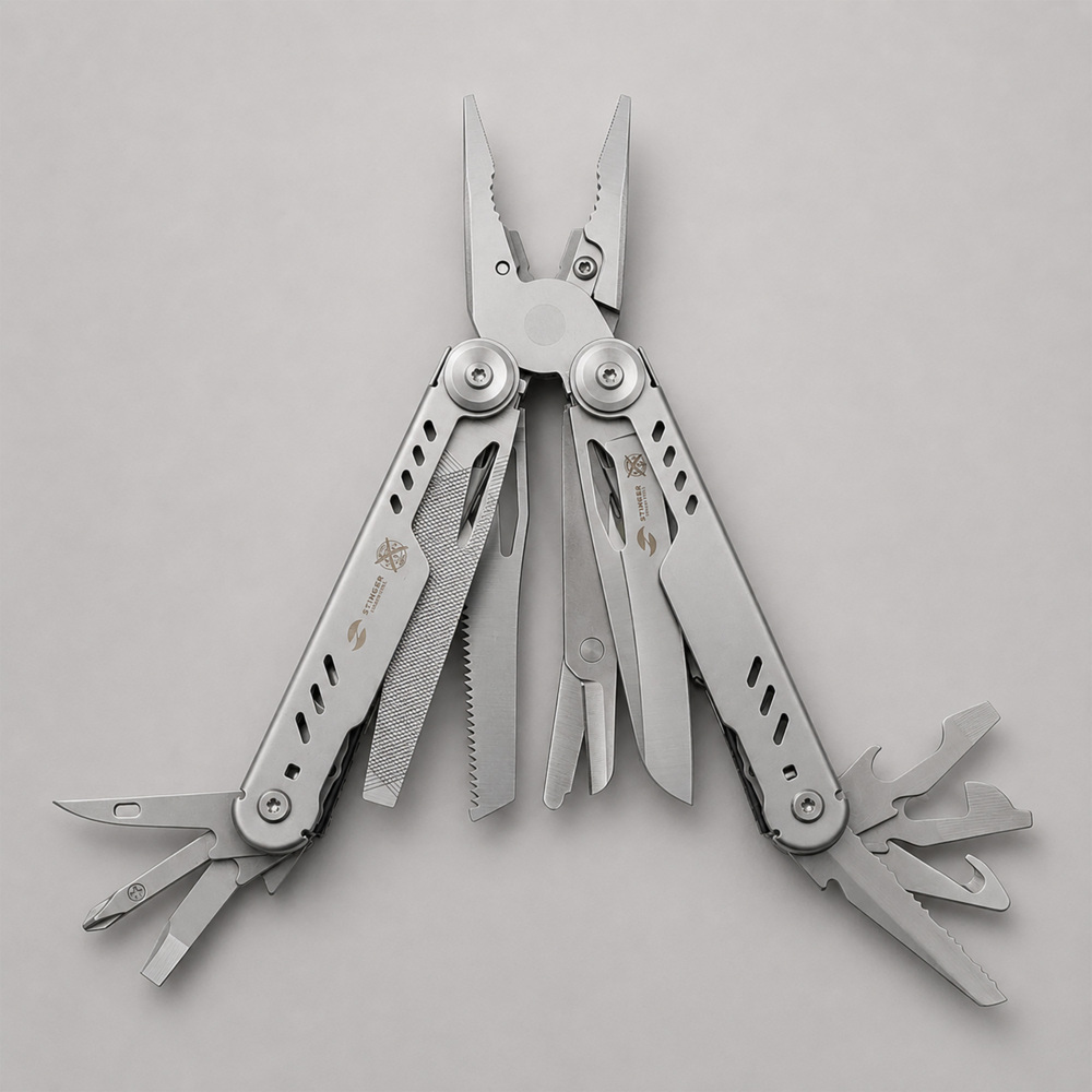 Мультитул Stinger, 110 х 27 мм, 21 функция, сталь, серебристый, в картонной коробке, в комплекте нейлоновый чехол