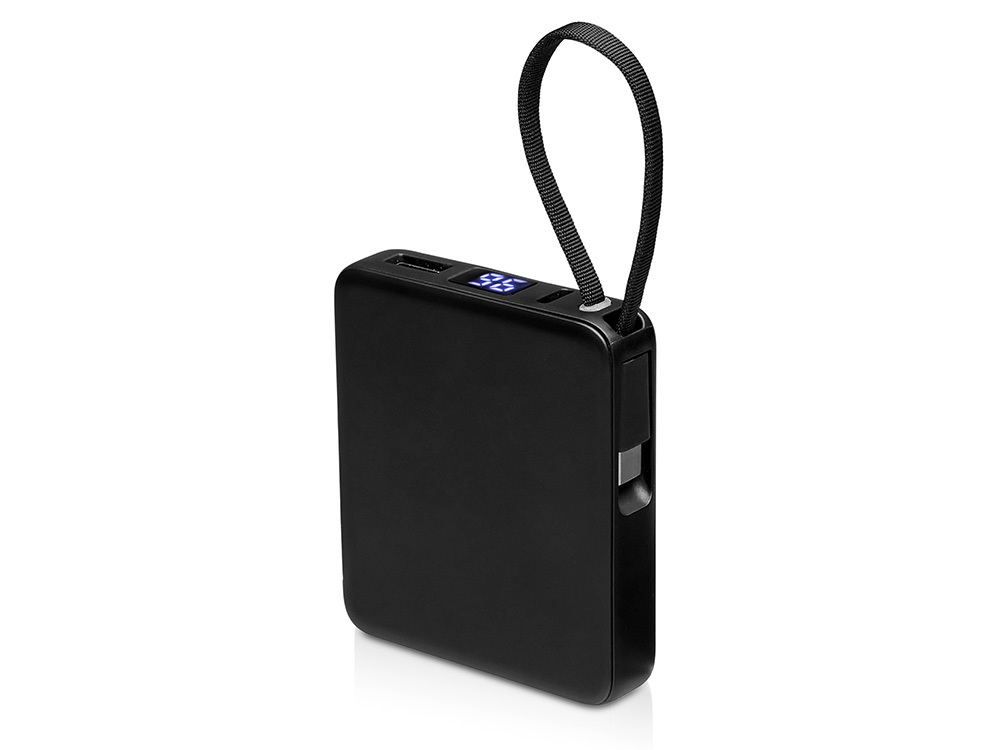 Внешний аккумулятор со встроенным кабелем USB-C «Дэнси», 5000 мАч, черный