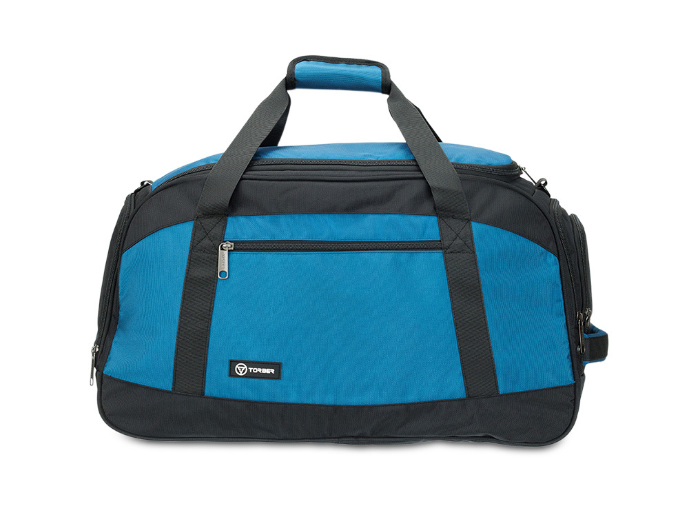 Сумка спортивная TORBER, синий/черный, полиэстер, 52 х 25 х 30 см