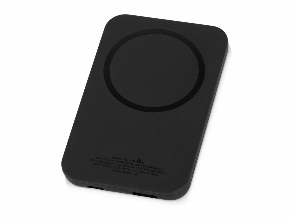 Магнитный беспроводной внешний аккумулятор "MagnetIQ", 5000 mah, 10 W, черный (Р)