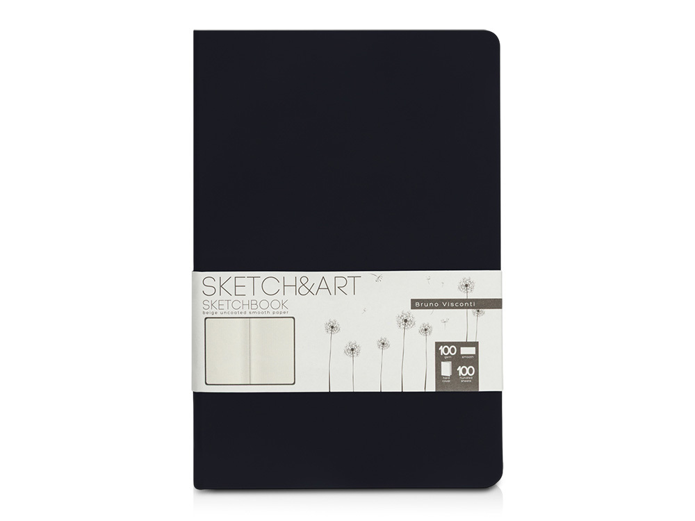 Скетчбук "Sketch &amp; Art" в твердом переплете 143х216 мм, 100 л. черной бумаги 100 г/м2, черный