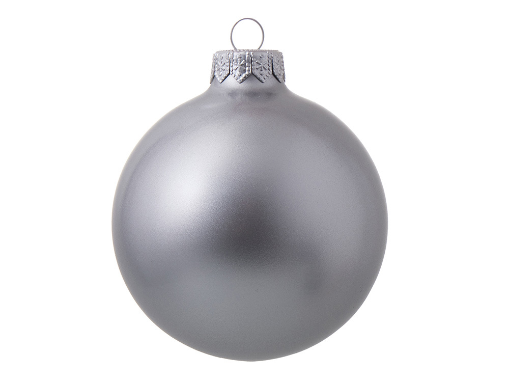 Стеклянный елочный шар &quot;Christmas bauble&quot;, серебро, металлик, с серебристым колпачком в черной коробке