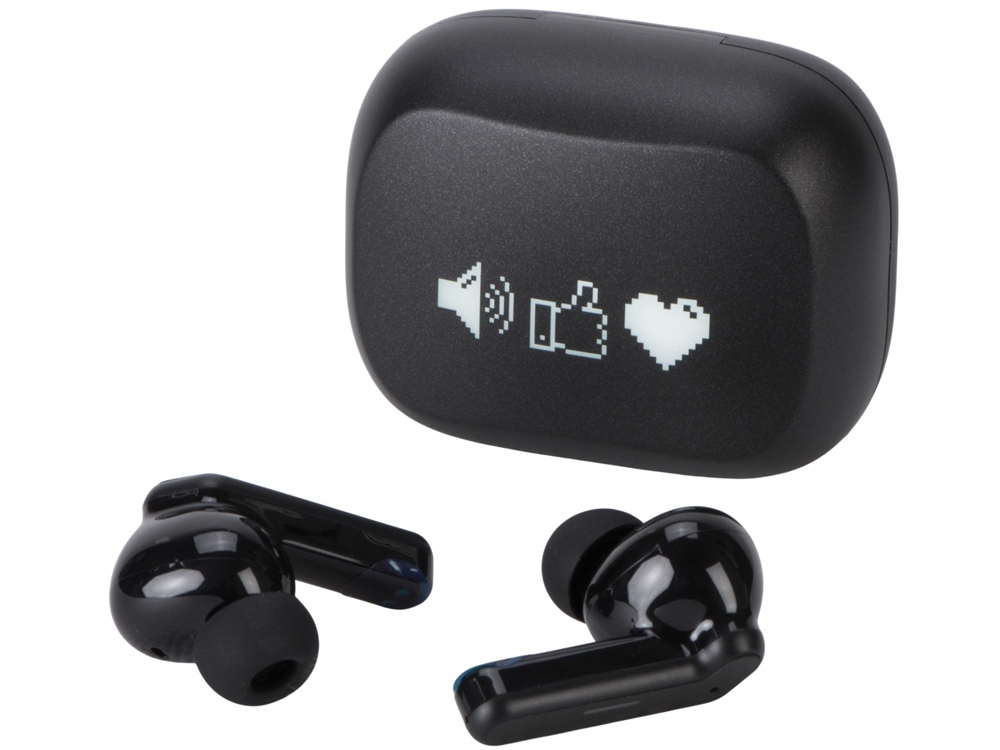 Беспроводные наушники с шумоподавлением c подсветкой лого «Lites», черные (гравировка)