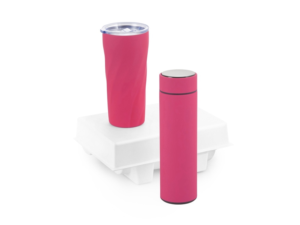 Подарочный набор "FAMILY" с термосом и термокружкой, розовый