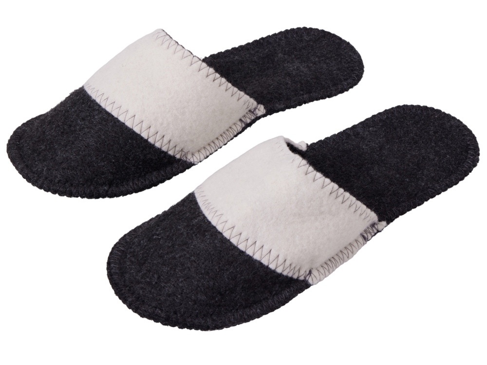 Тапочки белые/серые с отворотом без вышивки