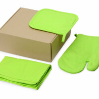 Подарочный набор с фартуком, прихваткой, зеленое яблоко