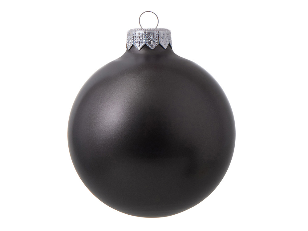 Стеклянный елочный шар &quot;Christmas bauble&quot;, черный металлик, с серебристым колпачком в черной коробке