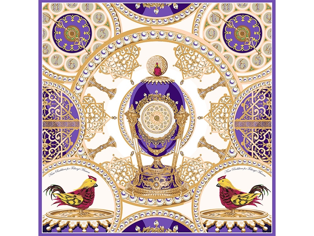 Платок «Пасхальное яйцо-часы Петушок»