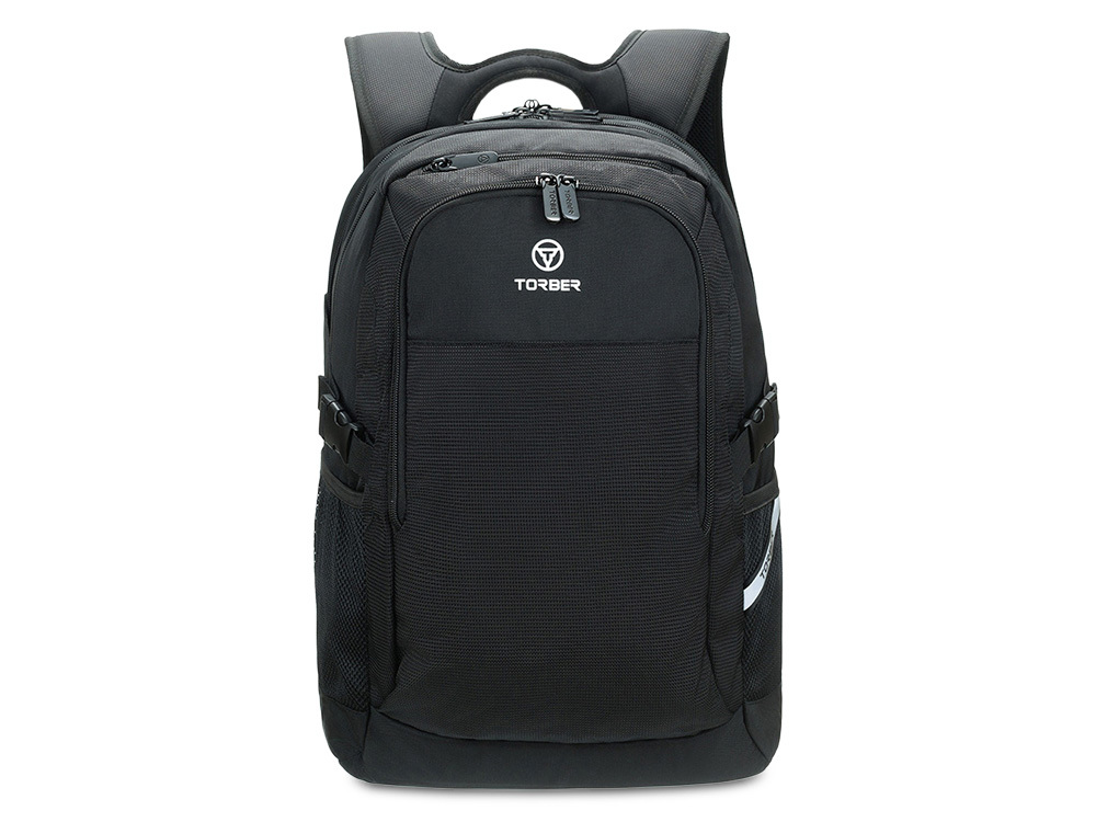 Рюкзак TORBER МЕГАПОЛИС с отделением для ноутбука 16", чёрный, полиэстер, 47 х 34 x 28 см