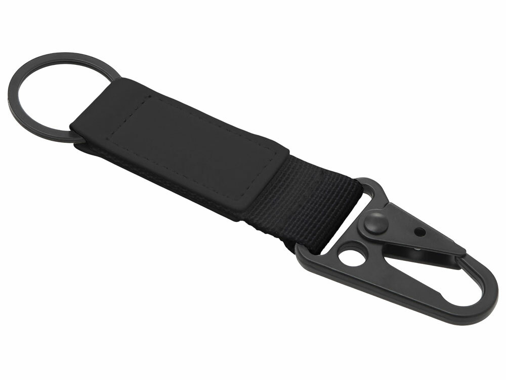 Брелок-ремувка &quot;Carabinier&quot; из ткани с вставкой из экокожи и карабином, черный