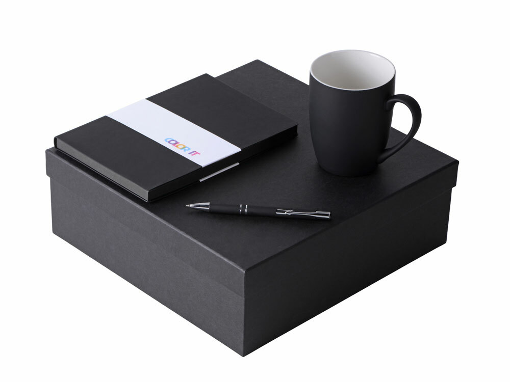 Подарочный набор с блокнотом С1, металлической ручкой и кружкой, черный