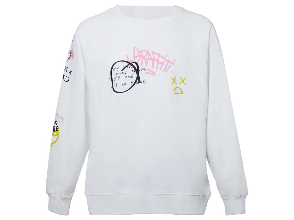 Свитшот оверсайз с рукавом реглан «Belgrade», унисекс, белый, ДТФ текстиль