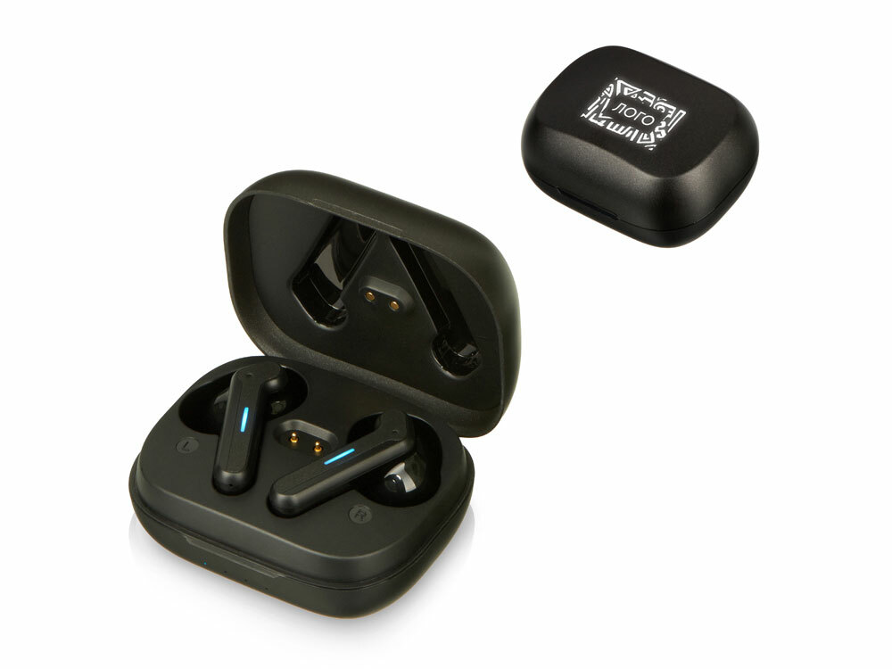 Беспроводные наушники с шумоподавлением c подсветкой лого «Lites», черные (Р)