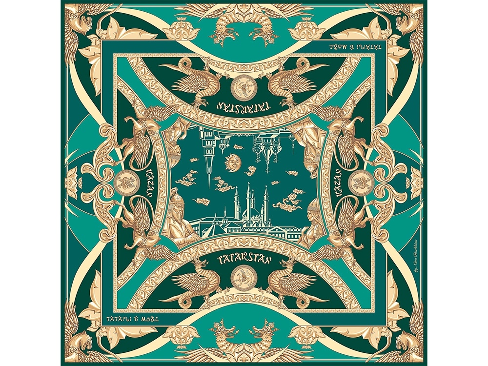 Платок «Казань Драгоценная» изумрудный