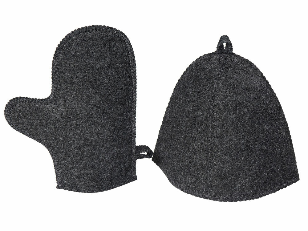 Банный набор из шапки и рукавицы "Renew", серый