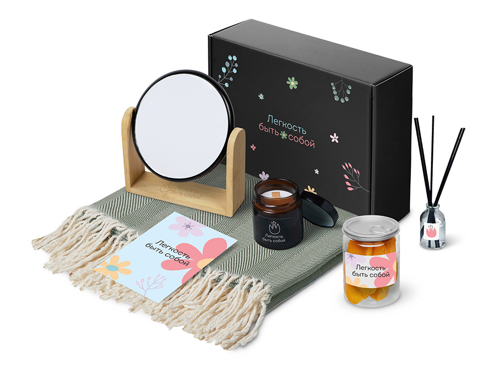 Подарочный набор «Re:f. Shelter»  с пледом, зеркалом, свечой и диффузором