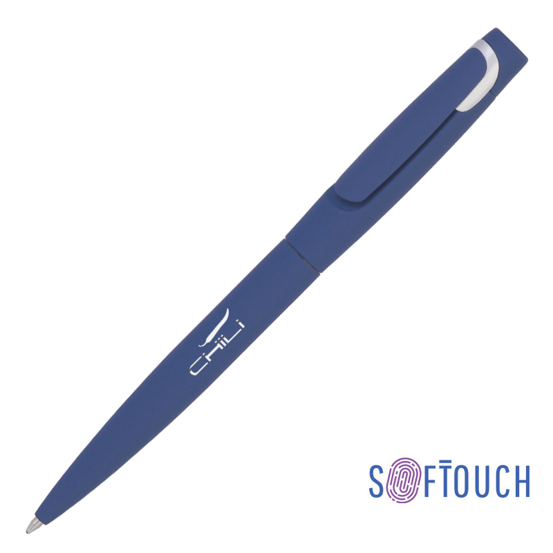 Ручка шариковая &quot;Saturn&quot; покрытие soft touch темно-синий с серебристым