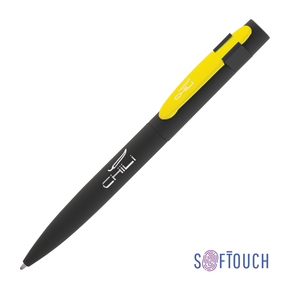 Ручка шариковая &quot;Lip&quot;, покрытие soft touch черный с желтым