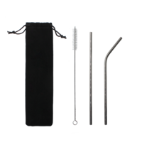 Набор многоразовых трубочек Оnlycofer black (стальной)