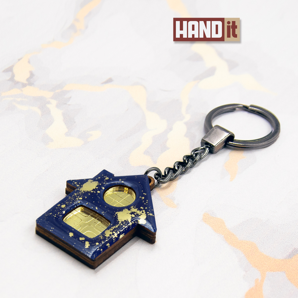 Брелок-обвес Дом (синий с золотом)