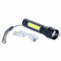 Фонарь светодиодный с USB-зарядкой, боковой лампой и стробоскопом, "Damon", черный (черный)